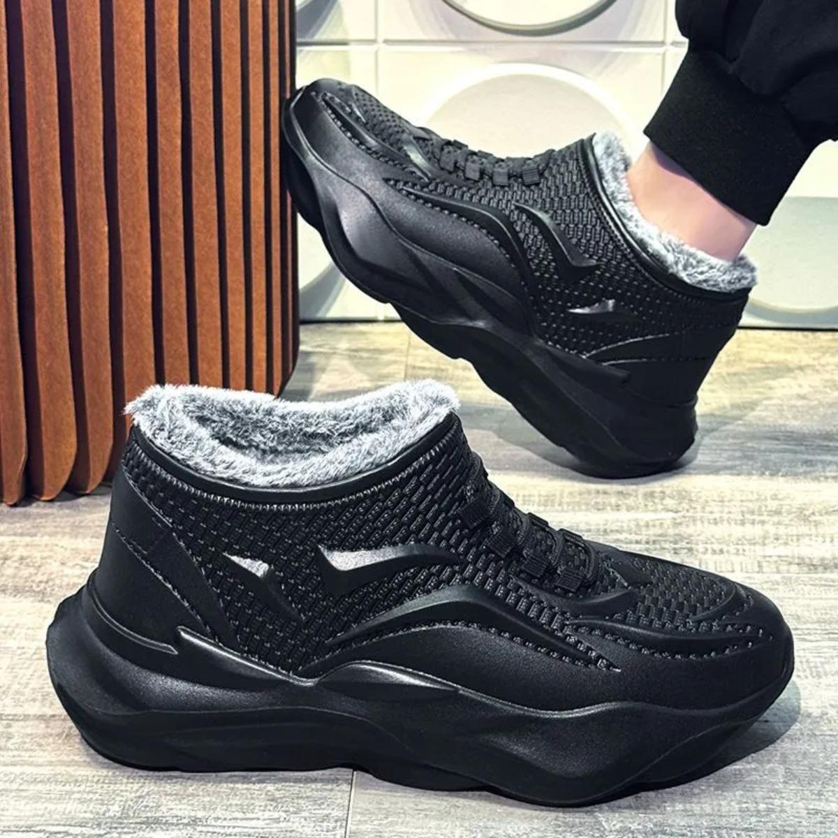 

Водонепроницаемые зимние мужские бархатные теплые EVA нескользящие уличные водные туфли, резиновые сапоги, дождевые туфли, модные хлопковые туфли для педалей 40-41 чёрный