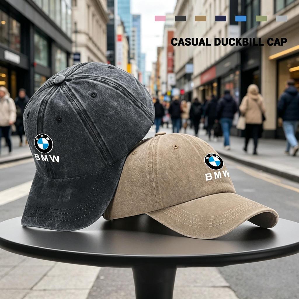 Casual Car Baseball Cap Washed Denim Vintage Hip Hop Caps For BMW 3 5 7 Series G11 G12 G30 G31 G32 G07 X3 X4 X5 X6 X7 Sticker FX0