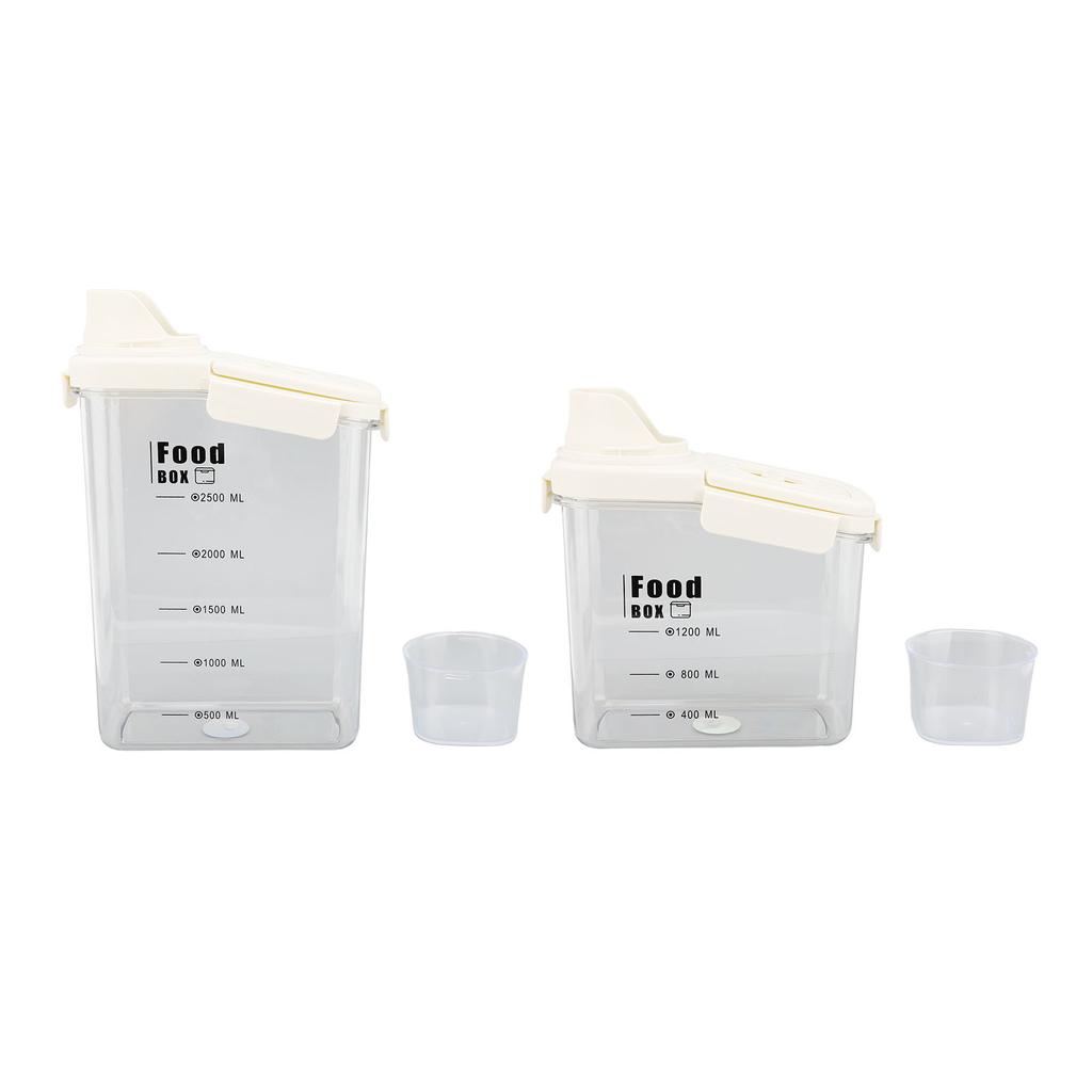 Cereal Storage Container with Pourable Spout Ergonomic Handle Lid Scale Timing Airtight Damp Proof P