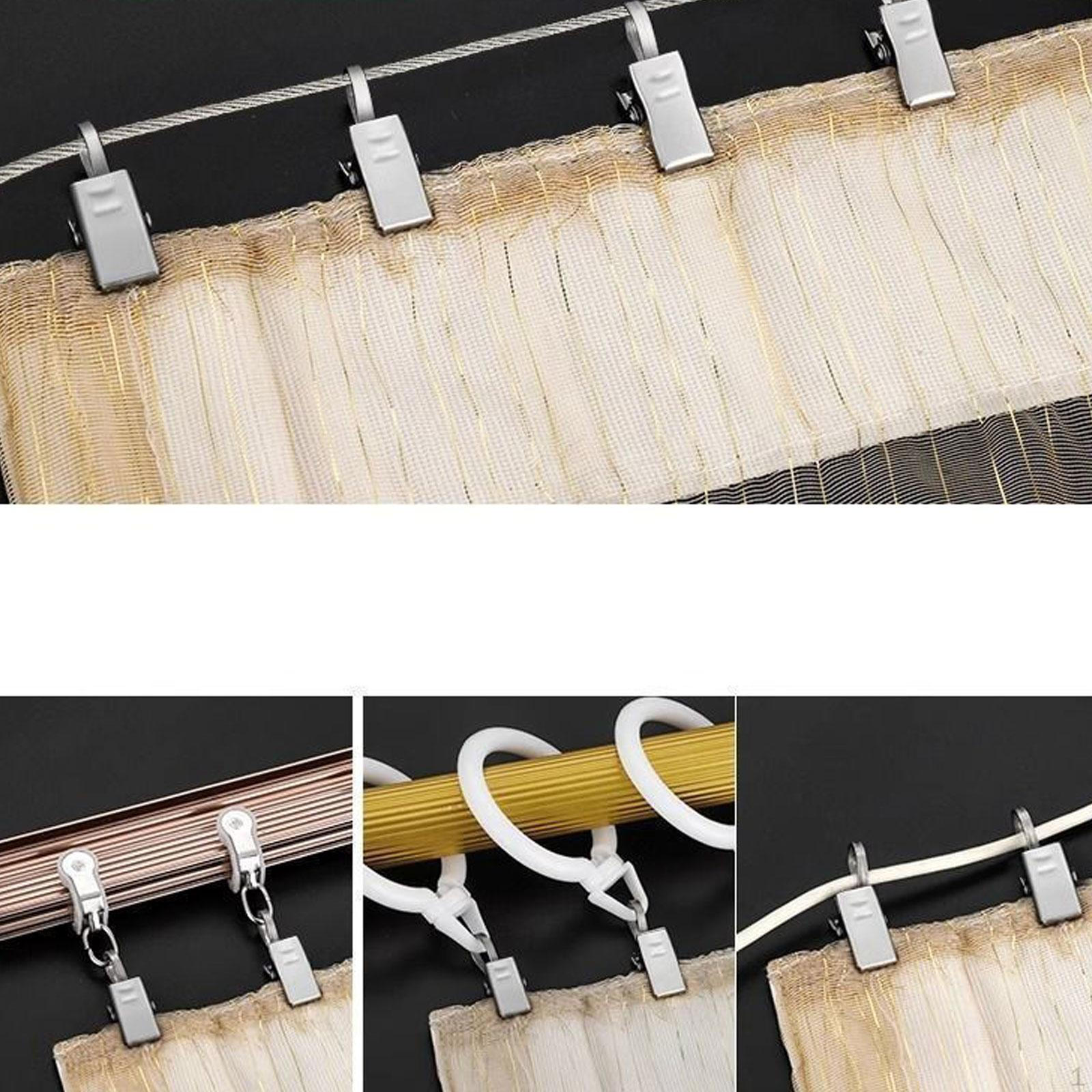 

20Pcs Metal Hanging Hooks Stainless Steel Clamp, Shower Curtain Clips for Awning Home
