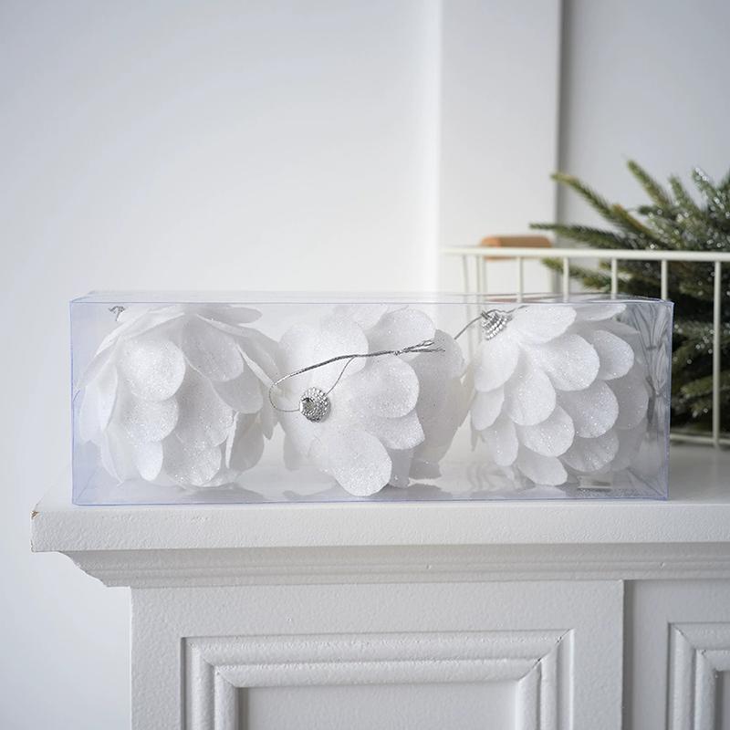 

WTEMPO Белые Лепестки Рождественский Глиттер Круглые Пенопластовые Шары Витрина Магазина Рождественская Елка Подвесные Украшения Идеально для Хэллоуина Нового Года Свадьбы 3pcs