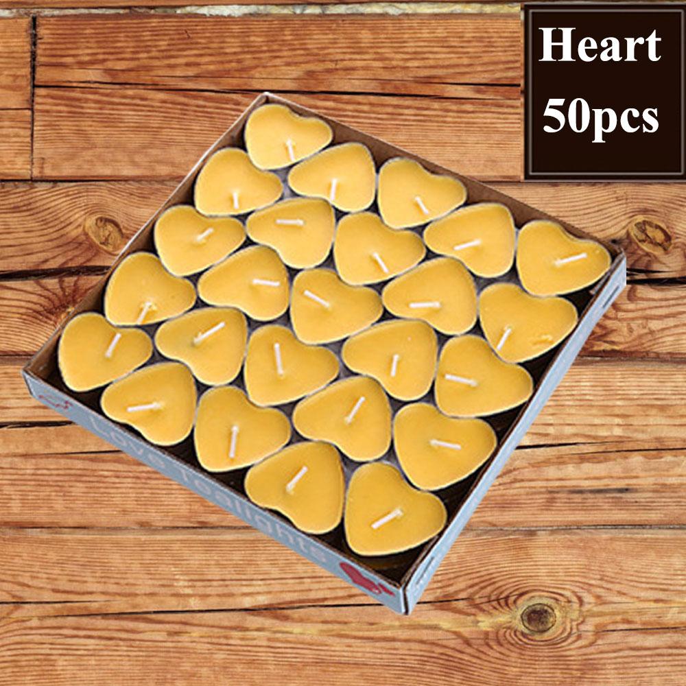 50pcs/set Tea Wax Candle Birthday Wedding Party Candle Candlelight Dinners Candle Romantic Decorative Candles In Aluminum Cups
