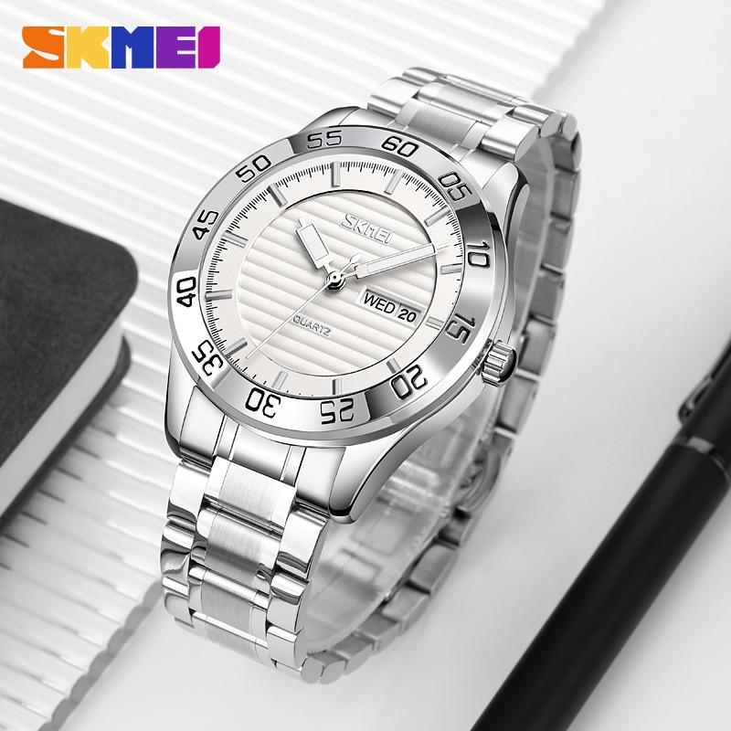 Men's Watch Fashion Watch Solid Steel Strap Watch Calendar Men's Watch Business Quartz Watch Waterproof