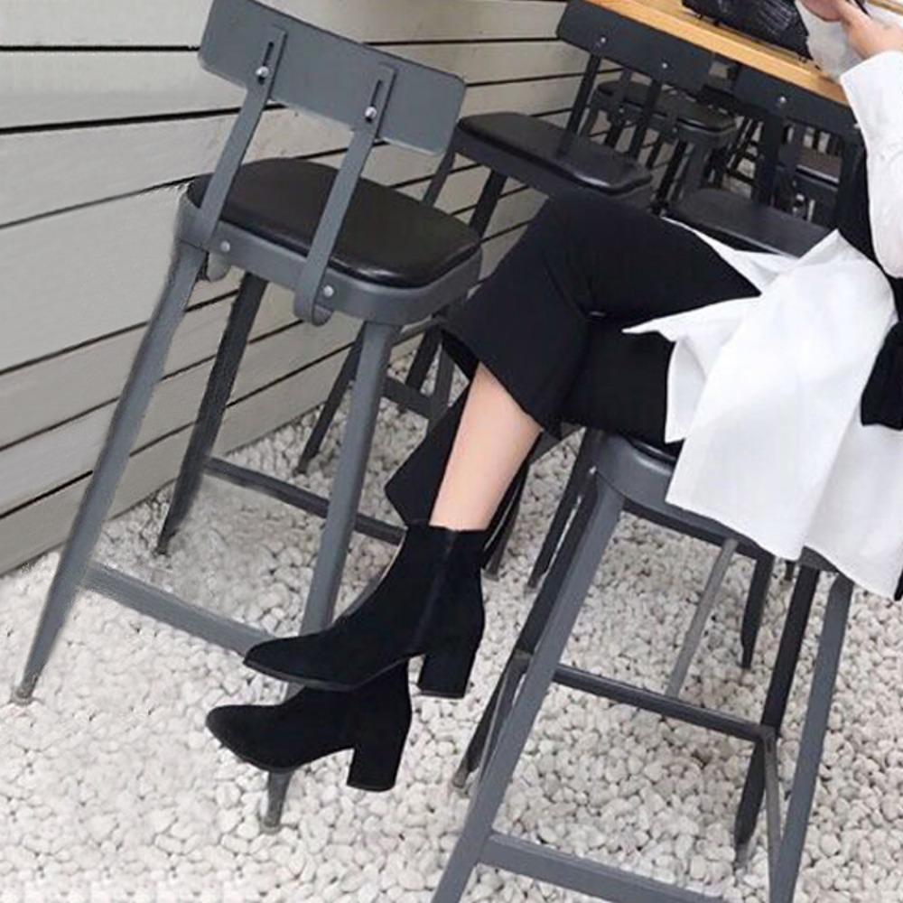 Womens Boots Spring Pointy Fleece Mid Heel Women's Boot New Thick Heel Ankle Boots Woman Shoes for Women High Heels Zapatos