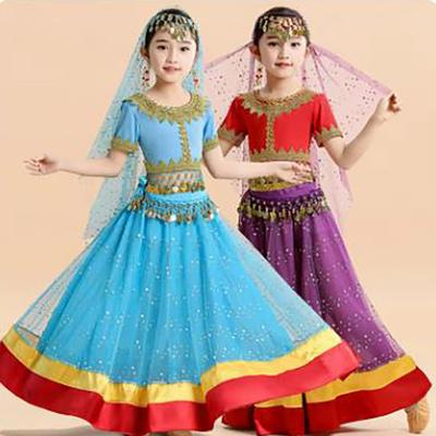 Mädchen Indische Stickerei Bauchtanz Orientalischen Festival Rock Anzug Kleinkind Arabischen Tanzen Fantasie Cosplay Outfit Dress UP Tuch