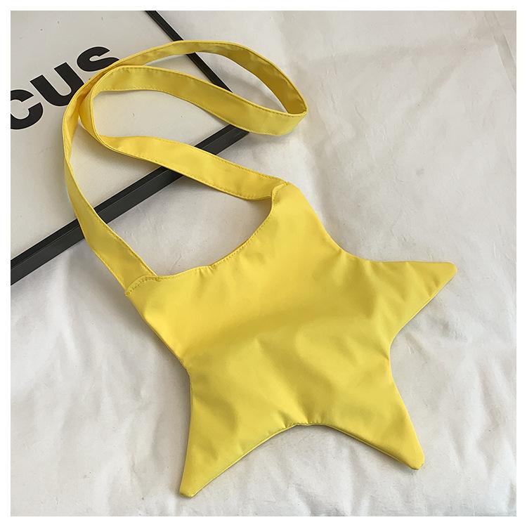 Новая милая сумка-звезда 2025 года, большая вместимость, женская, с индивидуальностью, холщовая сумка через плечо, мессенджер, пятиконечная звезда жёлтый