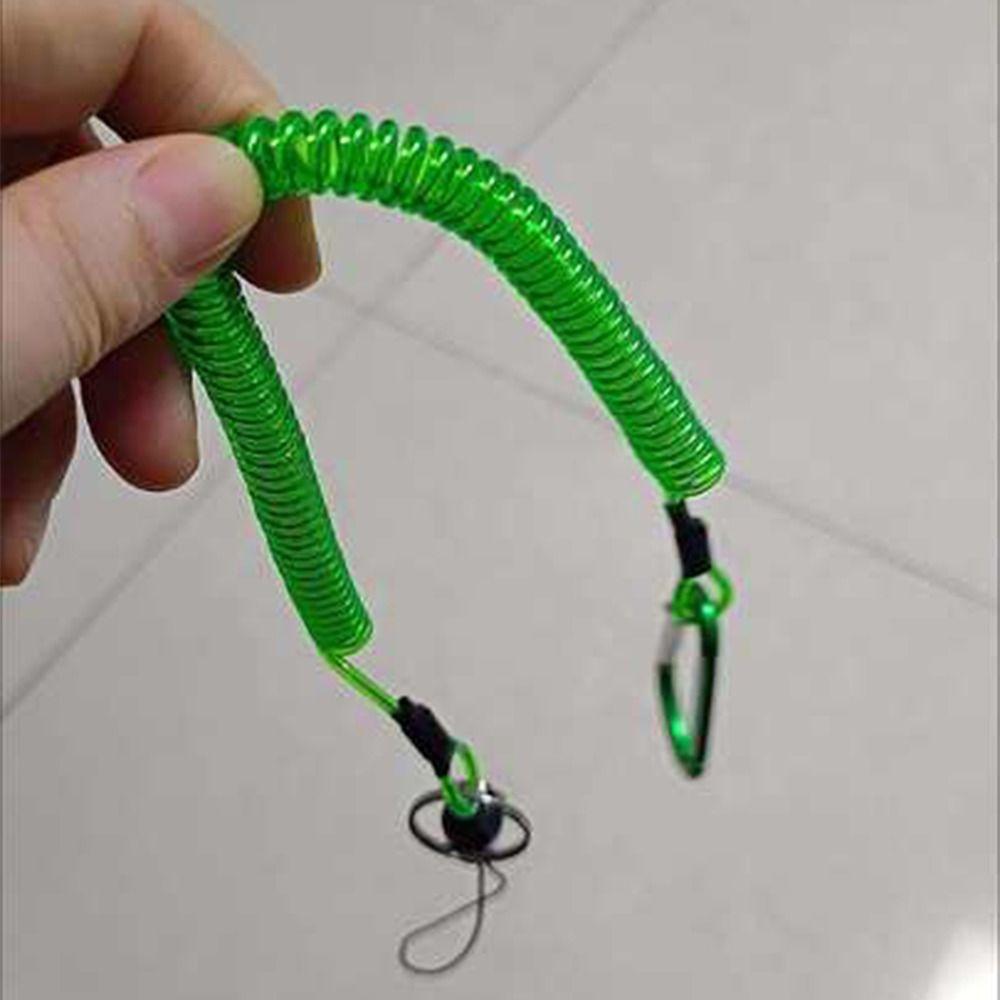S Carabiner Elastic Spiral Safety Rope Spiral Coiled Lanyard Spring Elastic Rope Fishing Lanyards