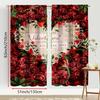 Set Of 2 Red Rose Valentine Day Theme Curtains Romantic Style Bedroom Living Room Drawbar Pocket Decorative Curtain Polyester Perfect For Great