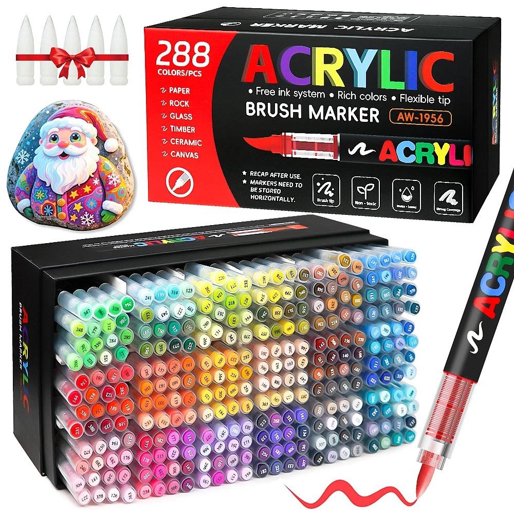 120-360 Colors Acrylic Marker Pen Set Paint Brush Pen Painting Coloring Pen DIY Graffiti Art Making School and Office Supplie