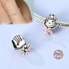 Pink Charms Original Copper Ballet Girl Bottle Heart Charms Beads Pendants Fit Bracelet Diy Women Jewelry Making