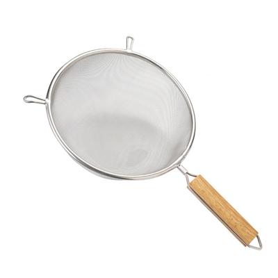 Stainless Steel Double Net Strainers with Wood Handle and Hooks Fine Mesh Filter Home Kitchenware