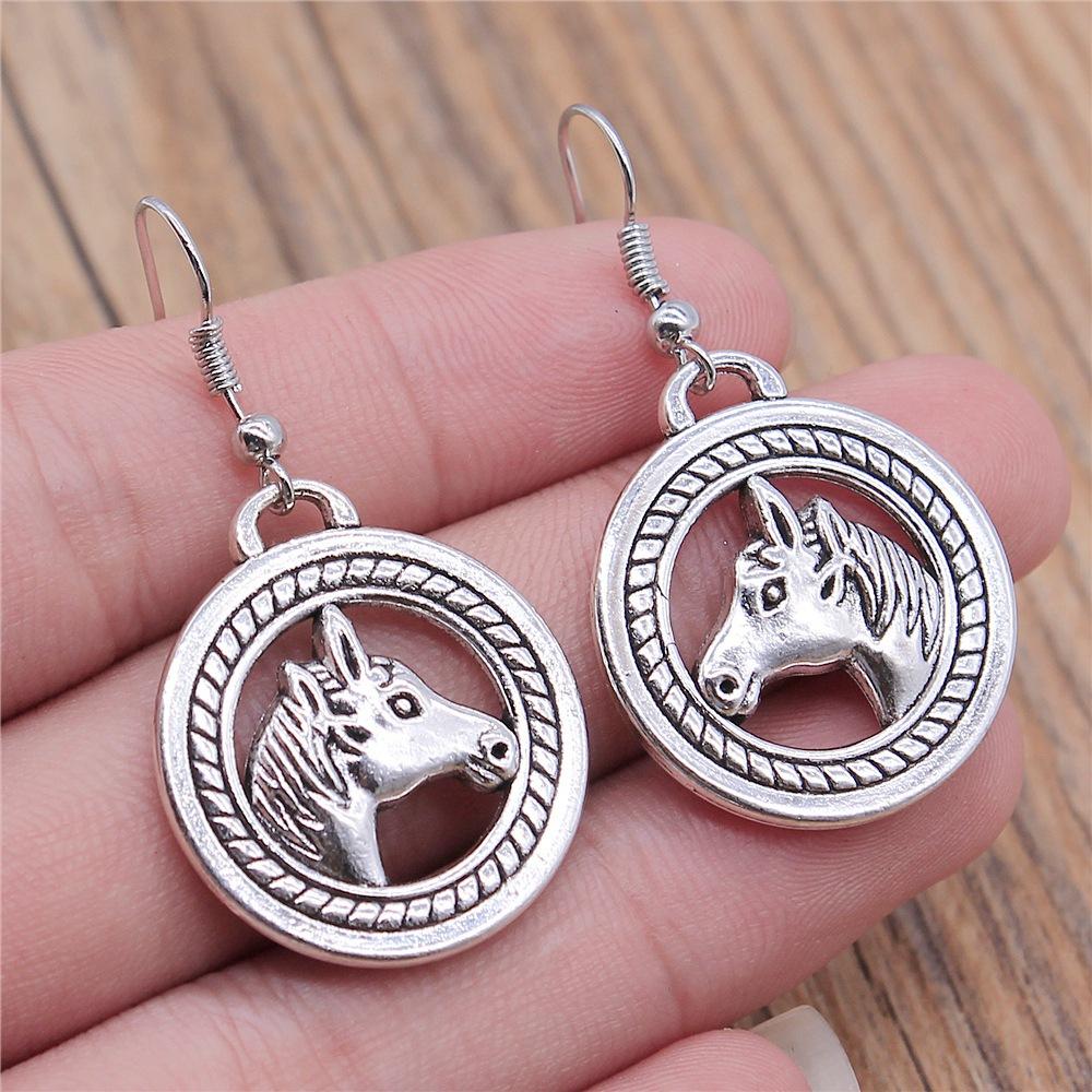 50 Styles Animal Pendant Dangle Earrings Drop Earrings Antique Silver Color Plated Unicorn Horse Elephant Snake Tiger Earrings