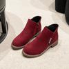 European and Americanforeign Trade Short Tube Medium Heel Retro Matte Short Boots Women's Cross-border Thick Heel Flat Bottom Side Zipper Martin Boots
