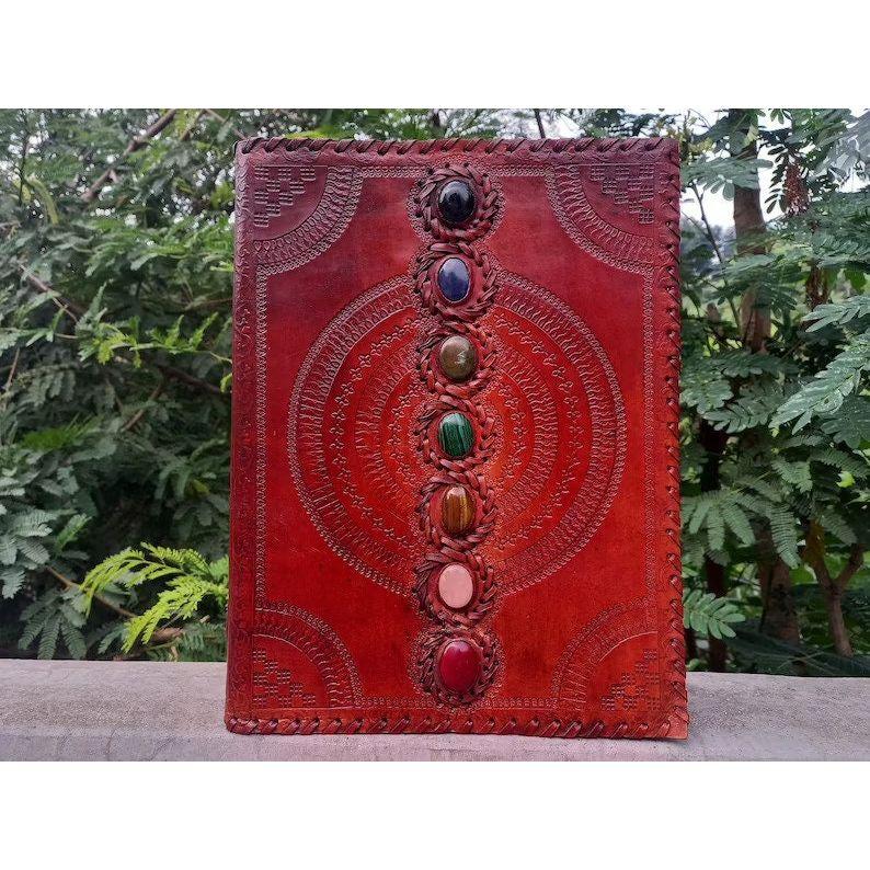 Fett Läder 800 Sidor Dagbok Stor Sju Stenar Läder Anteckningsbok Dagbok Tom Handgjord Bok Skissbok Julklapp Vardaglig Användning