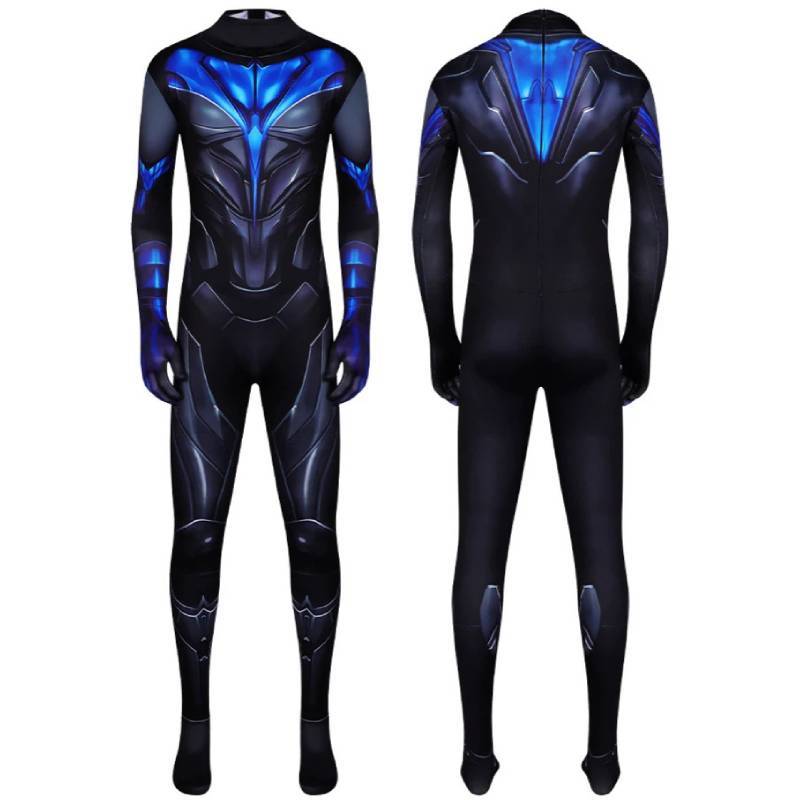 Costume Cosplay di Nightwing dei Titani in Tessuto Misto Cotone per Role Play Anime