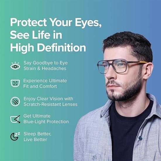 Intellilens Pilot Blue Cut Computer Glasses for Eye Protection | Blue Light Filter Glasses | UV Protection Eye Glass for Men & Women