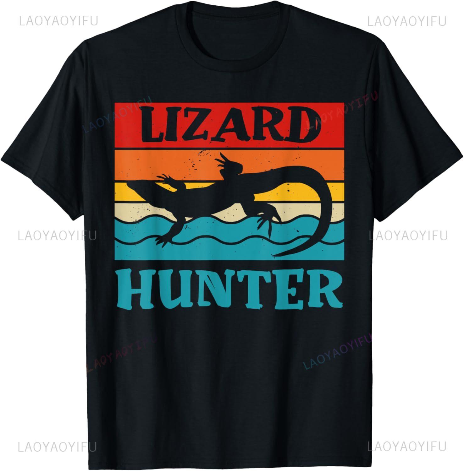 Lizard Hunter Retro Sunset Vintage Graphic T-shirt L