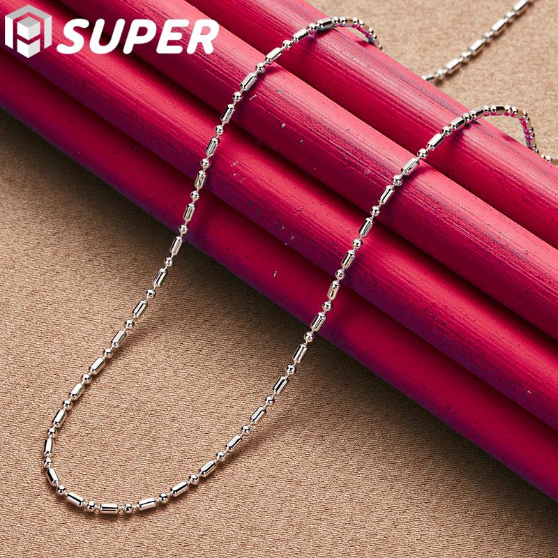 925 Sterling Silver Bamboo Chain Necklace 45cm Wedding Fashion Jewelry