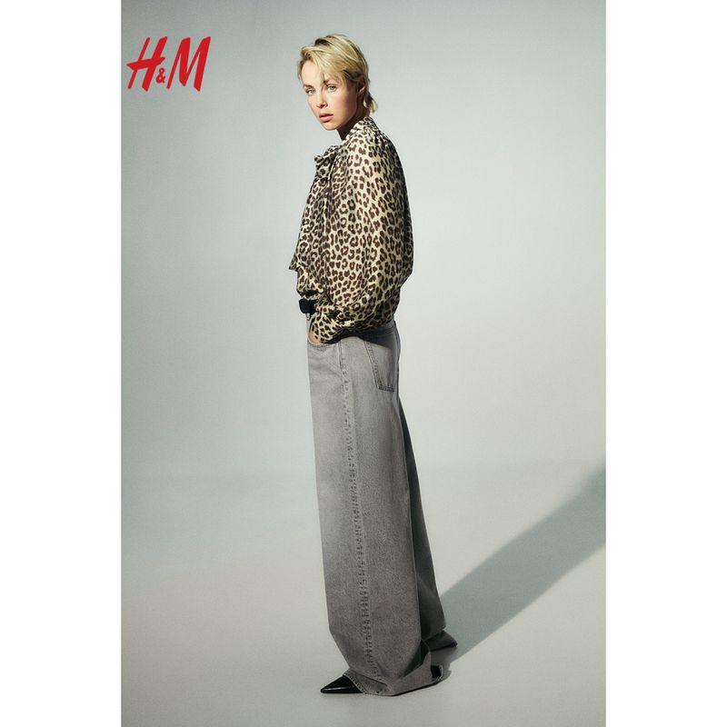 

HM Women s Jeans Summer Elegance, Fashion, Simplicity Retro Trendy Lazy Wide Leg Jeans 1236904 Light Denim Gray 165/80