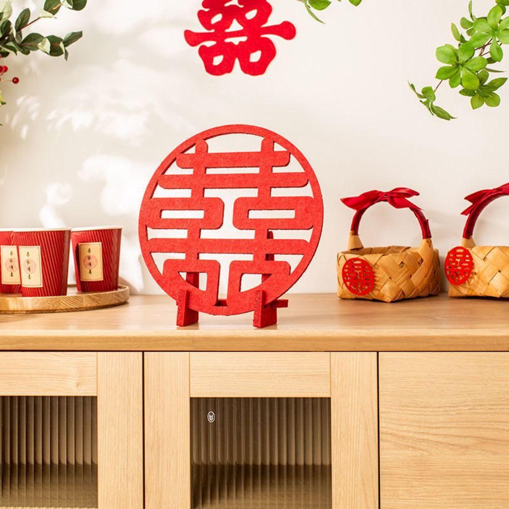 

Red Chinese Word Double Happiness Desktop Ornament Chinese Characters Sticker Traditional Marriage S-A