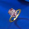 Mujing Jewelry S925 Sterling Silver Gold-Plated Morganite Pink Oval Diamond Ring (7x10mm)