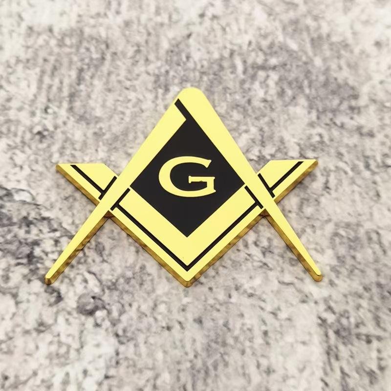 Masonic G Emblem 3D Stereoscopic Metal Car Emblem Custom Modification Body Sticker Available in Gold Silver and Red 1pc