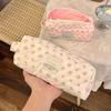 Pink Polka Dot Heart Pencil Case with Bow Ribbon for Girls - Cute Stationery Storage Bag