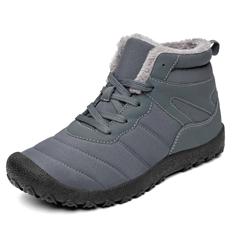 Winter Snow Boots Men Lace-up Anti-slip High Top Keep Warm Plush Ankle Boots Men Flat Soft Breathable Outdoor Hiking Shoes Men