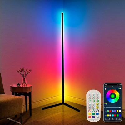 Lampadaire LED Intelligent, 142 cm, Lumière d'Angle RGB Debout Changeant de Couleur 16 Millions avec Synchronisation Musique, Télécommande et Contrôle par Application, Mode DIY et Minuterie