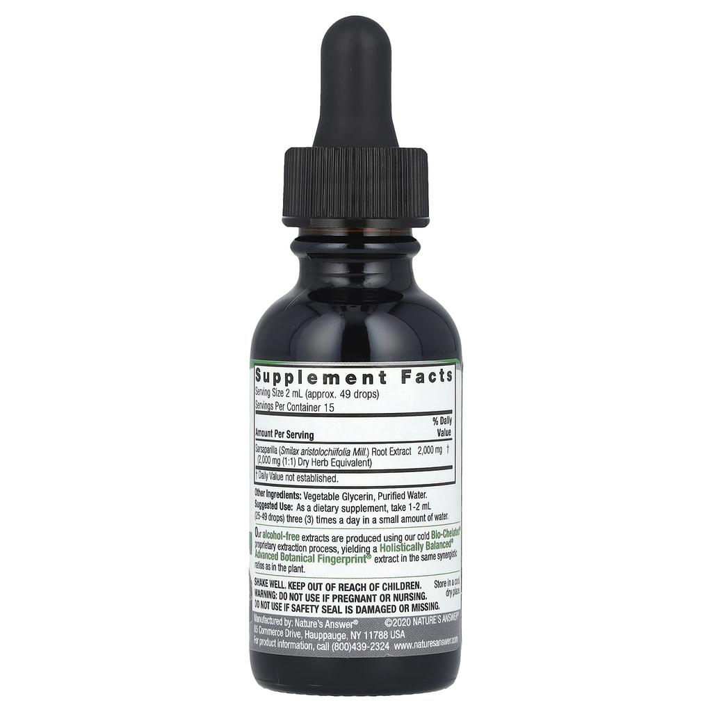 Nature's Answer Sarsaparilla Root, Liquid Extract, Alcohol Free, 2,000Mg, 30Ml(1Fl Oz)