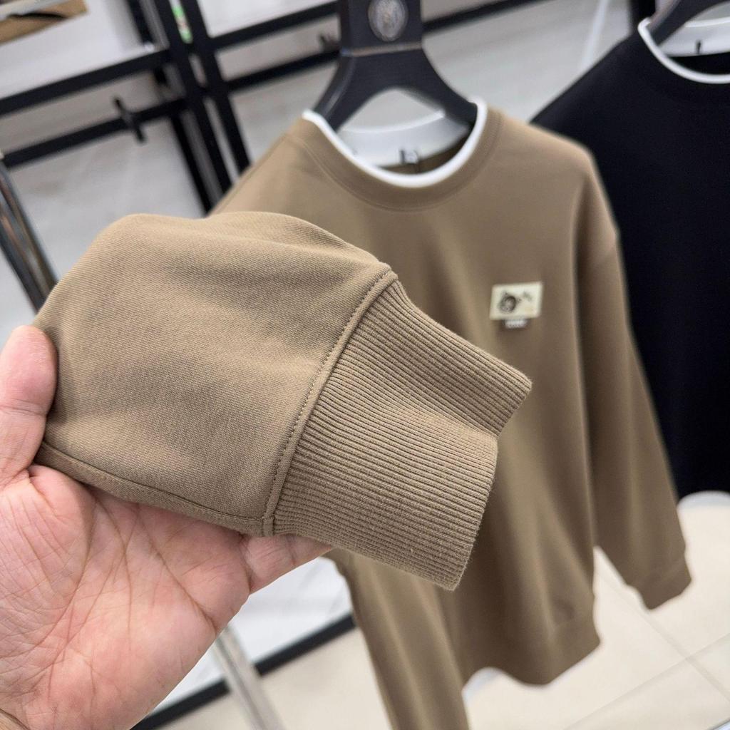 H Family 84% Cotton Autumn Round Neck Long Sleeve Hoodie for Mid-Age and Youth - Solid Color, Casual Warm Base Layer (3Y073A)