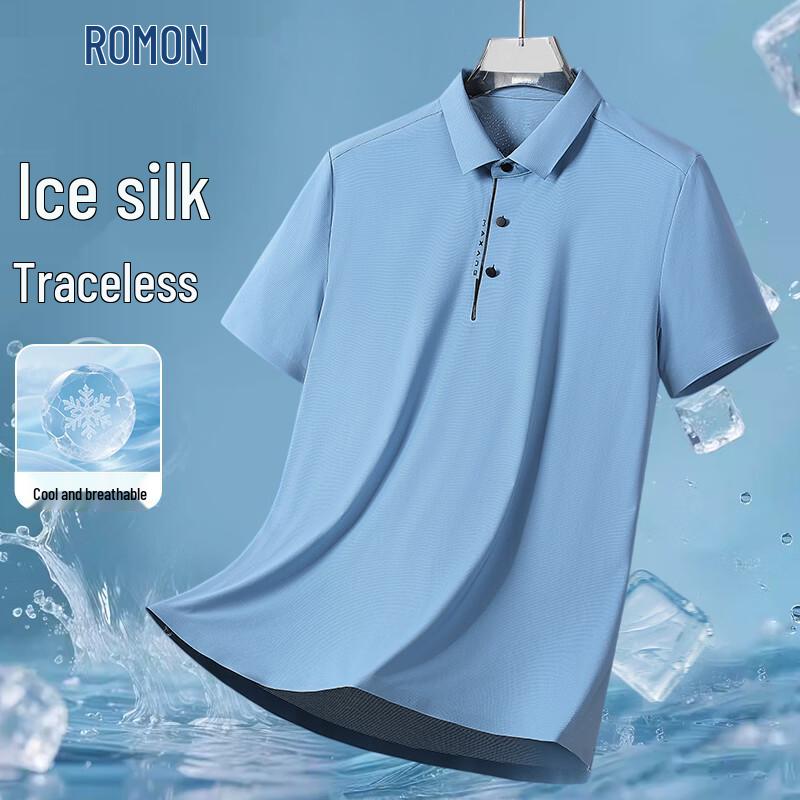 

ROMON Men s Ice Silk Short-Sleeve Polo Shirt L