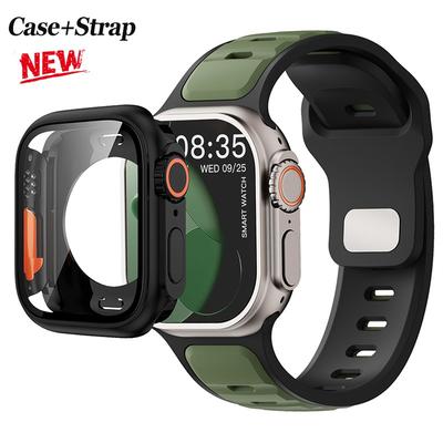 Pour Iwatch Series 11 10 9 8 7 6 5 SE3 Bracelet en Silicone Vers Protection d'Écran en PC Ultra Dur Housse Pare-chocs pour Apple Watch 44 45mm 46mm
