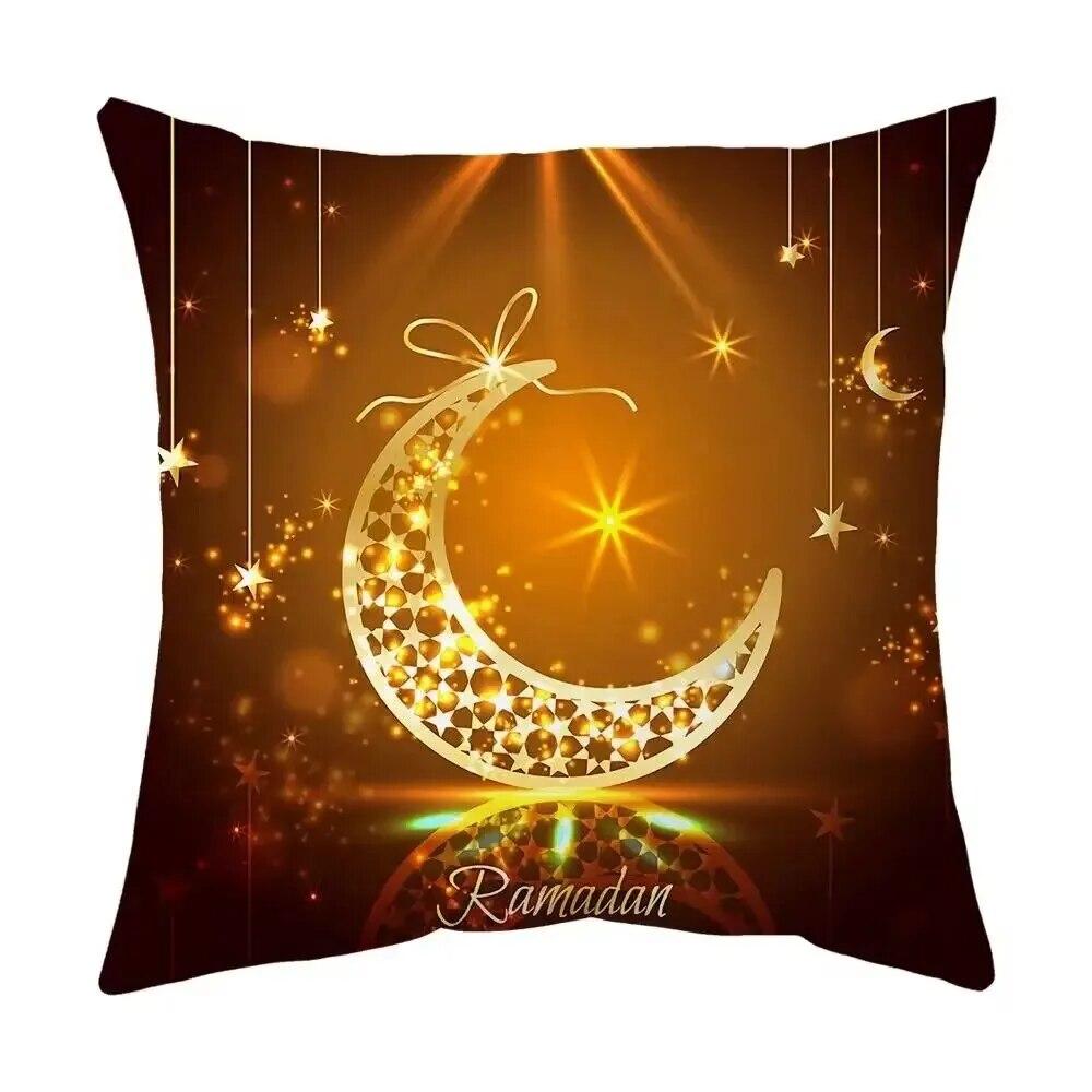 2024 Eid Mubarak Pillowcase Short Plush Comfortable Cushion Cover Islamic Ramadan Decorative Mosque Muslim Pillowcase Gift