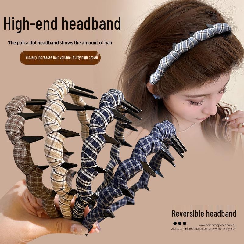Korean Plaid Gingham Wavy Headband - Women's Versatile Fashion Accessory
