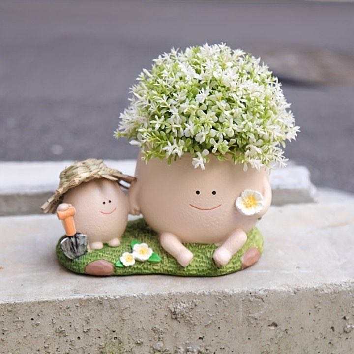 Resin Modern Minimalist Cartoon Pattern Cross-border New-style Cute Succulent Swing Flower Pot Craft Creative Home Decor Planter