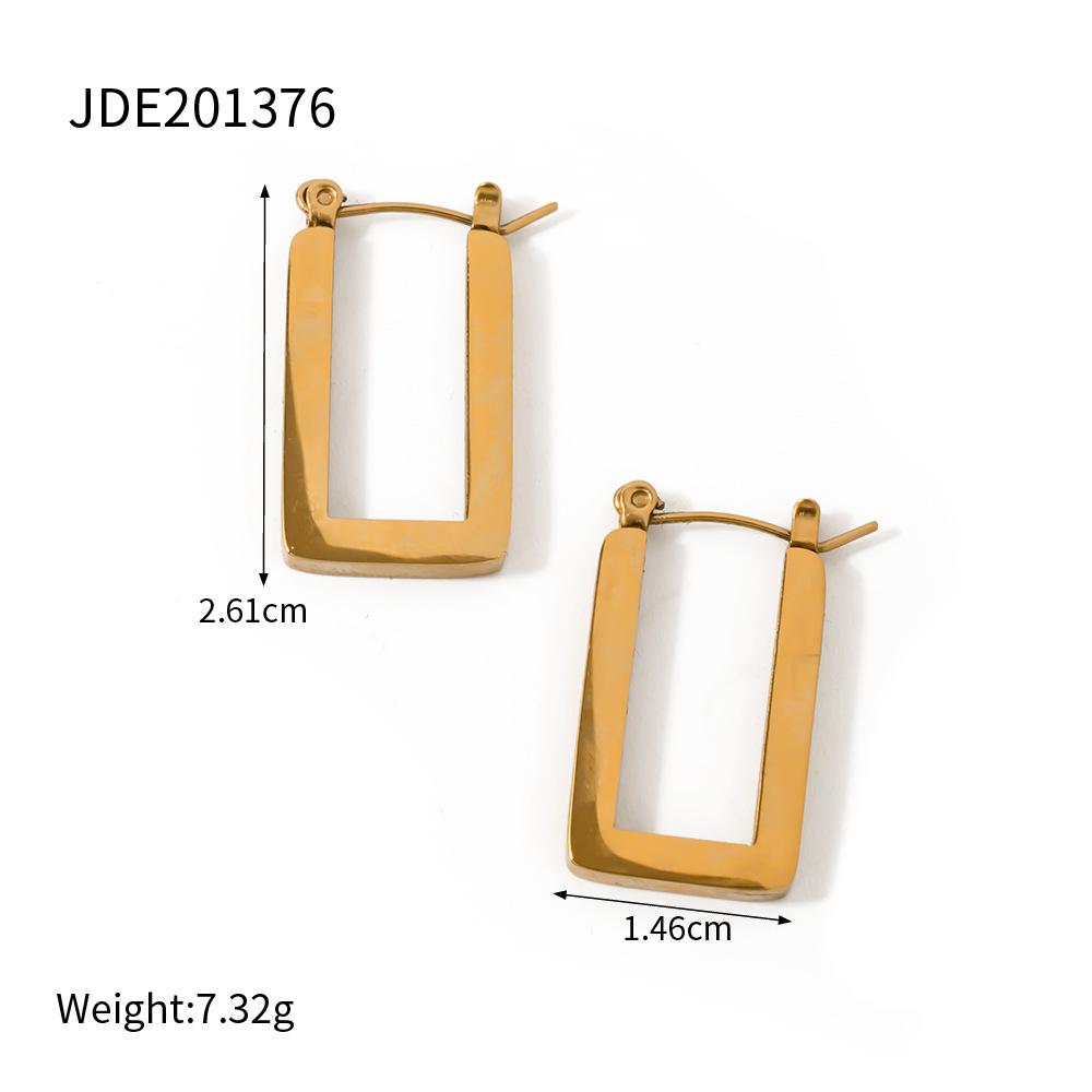 18K Gold-Plated Geometric Square & Large Circle Earrings for Women - 316L Stainless Steel