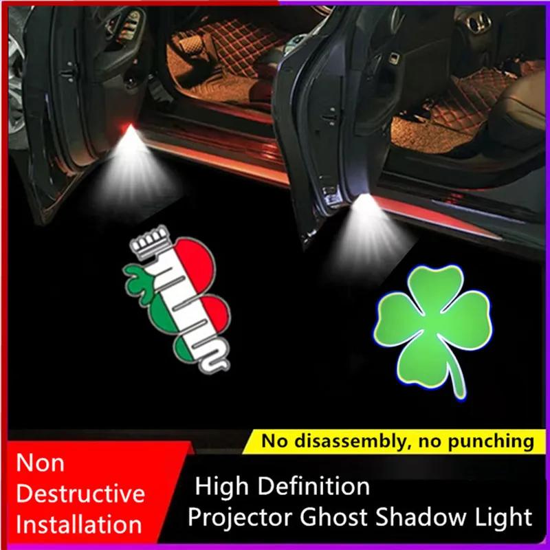 LED Emblem Lamp Car Door Projector Logo Welcome Light For Alfa Romeo 159 Mito Stelvio Brera Spider Giulietta Giulia AccessoriesKB1