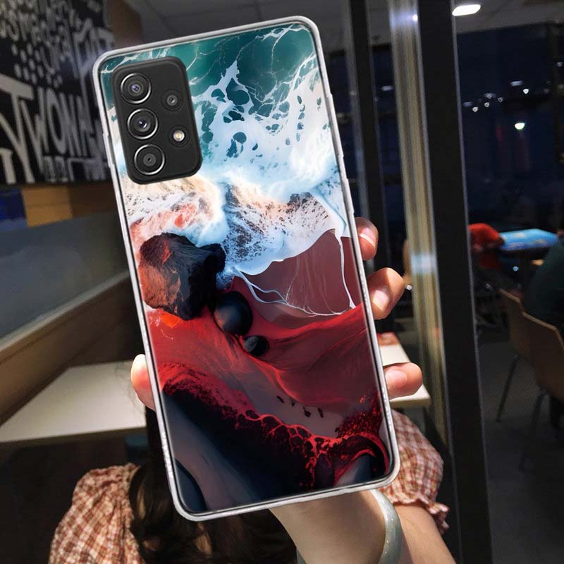 The Collision of Lava and Seawater Phone Case for Samsung A54 A57 A37 A17 A14 A15 A12 A24 A34 A55 A35 A25 A52S A07 A05S A04S A22