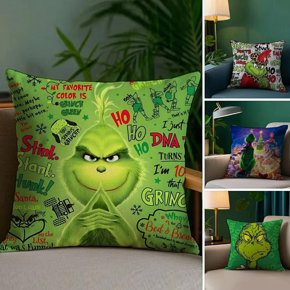 Federa Decorativa Natalizia - 45×45cm, Abbinamento Colori Rosso-Verde, Regalo di Capodanno, Copricuscino da Divano per Decorazione Ufficio e Casa