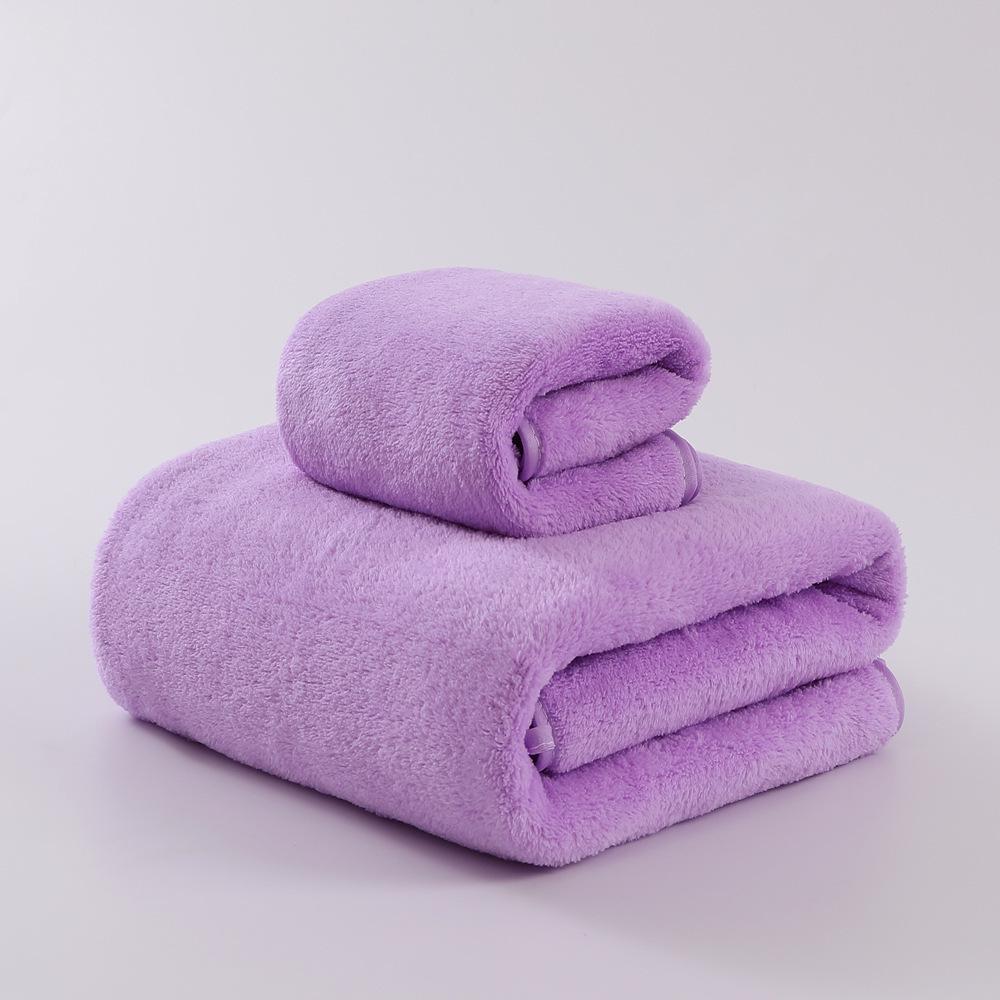 Coral Fleece Plain Color Bath Towel - Thick, Soft, and Highly Absorbent