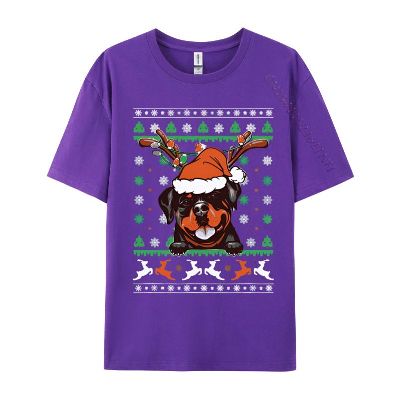 Classic Tshirt Ugly Christmas Rottweiler Reindeer Tshirt For Unisex Printed T Shirt Cotton Green And White Graphic T Shirt