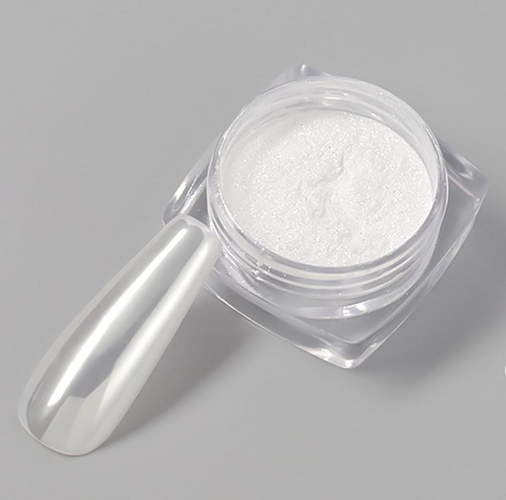 [LUYING] Aurora Nail Powder, DIY Nail Powder, White Solid Nail Mirror Powder with Fine Grains, for Nail Salons, Home Use, and Nail Art Shops,