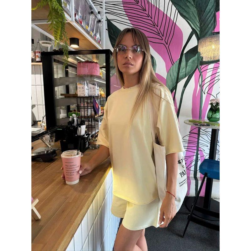 New Solid Color T-shirt Top European and American New Fashion Casual Loose Short sleeve Cotton T-shirt Top
