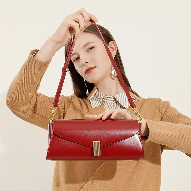 Women's Bag Designer Genuine Leather Women Shoulder Bag High Quality Baguette Handbags Female Rectangular Crossbody Bags