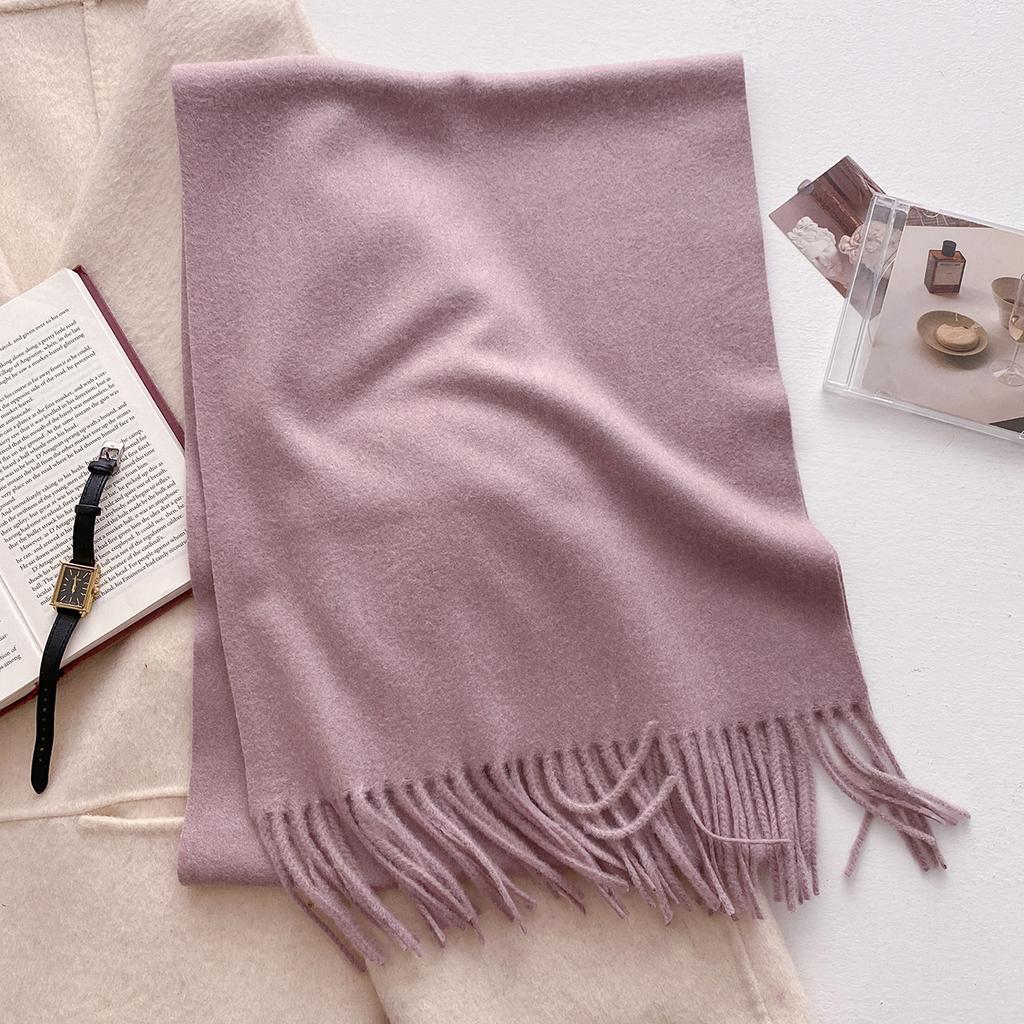 30*180cm Wool Scarf Women Luxury Solid Color Winter Warm Fashion Scarves Tassel Shawls Pashmina Lady Soft Wraps