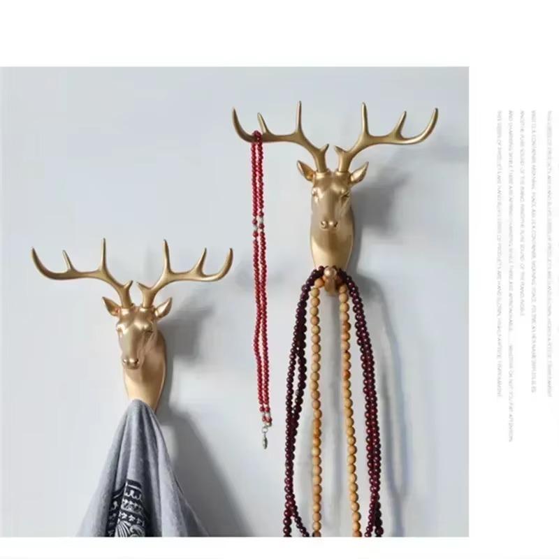 Multifunctional Decorative Hook Resin Animal Head Crafts Personalized Deer Elephant Wall Hanging Door Coat Hooks Tools HookHome