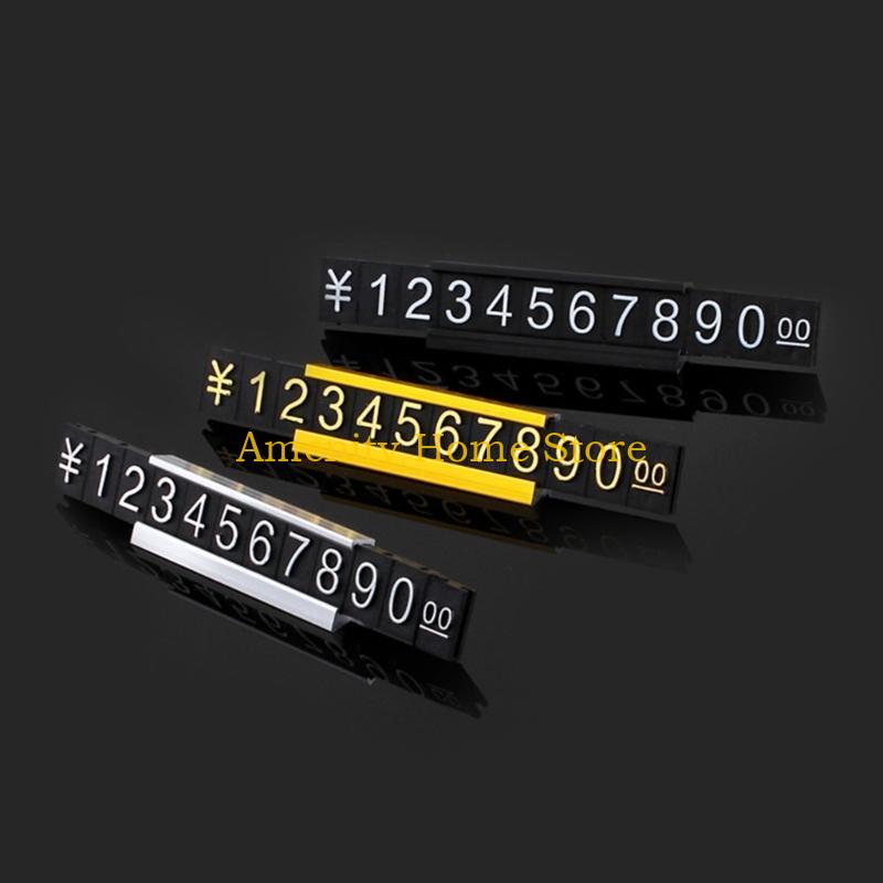 F26C Metal Number Price Tag Signs 1Box Multipurpose Display Label Supplies for Phone Jewelry Necklace Showing