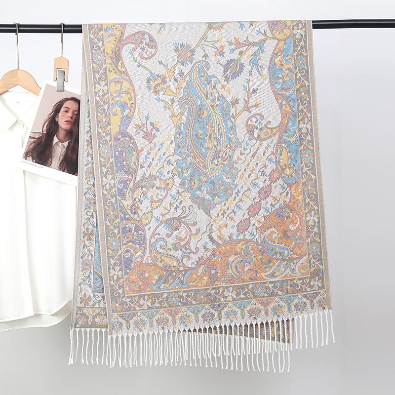 Pashmina Shawl Lady Wrap Warm Winter Scarves Design Print Female Foulard Cotton Stoles Scarf