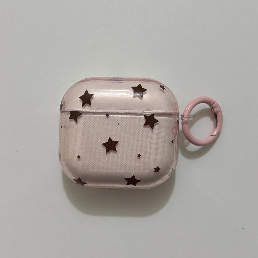 Lovely Transparent Pink, Blue, Brown Star Pattern Tpu Soft Earphone Protection Cover Case for AirPods 1 or 2 3 4 Pro 3 Pro2 Case